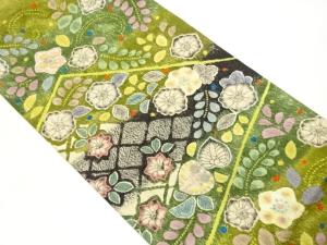 作家物　ふくれ織辻が花模様袋帯